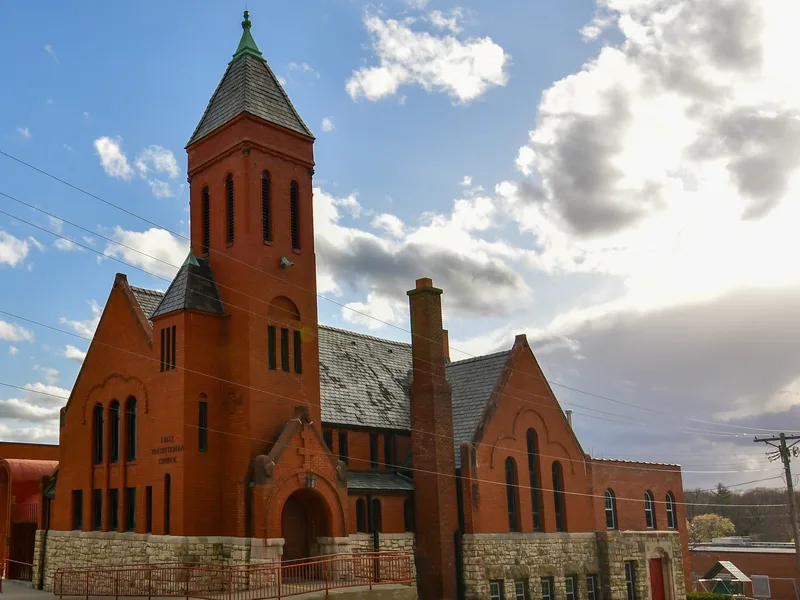 Historic First Presbyterian Church in downtown Liberty, Missouri