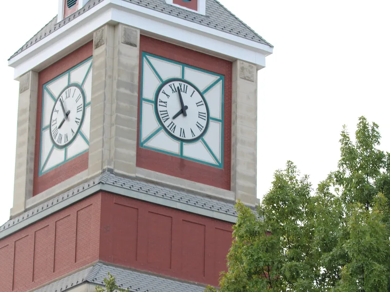 Historic clock tower in downtown Olathe, Kansas
